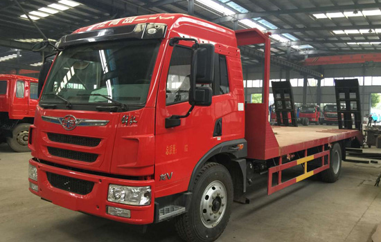 【國六】解放龍V單橋平板,150挖機(jī)平板